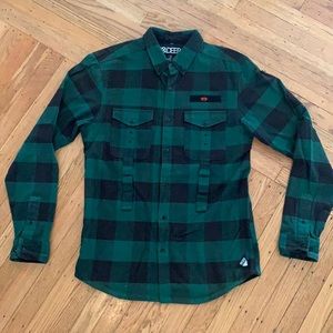 10 Deep green & black flannel button down